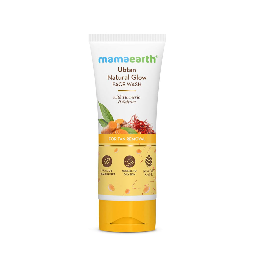 Mamaearth Ubtan Natural Glow Face Wash with Turmeric & Saffron for Tan Removal – 200 ml | Removes Tan | Brightens Skin | Exclusively Available on Amazon