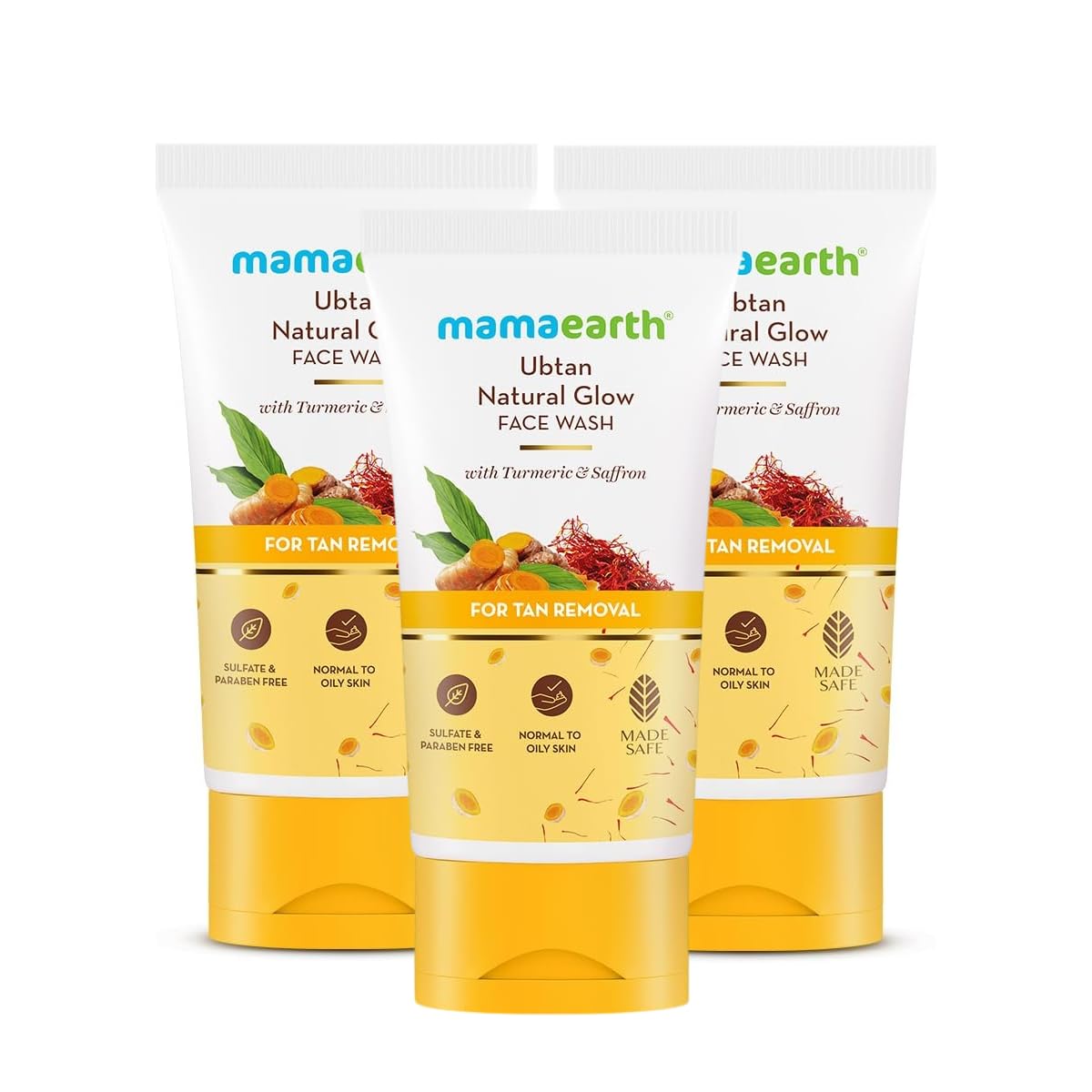 Mamaearth Ubtan Natural Glow Face Wash with Turmeric & Saffron for Tan Removal – 200 ml | Removes Tan | Brightens Skin | Exclusively Available on Amazon