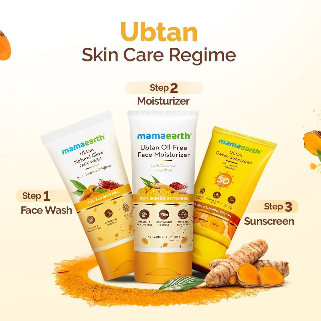 Mamaearth Ubtan Natural Glow Face Wash with Turmeric & Saffron for Tan Removal – 200 ml | Removes Tan | Brightens Skin | Exclusively Available on Amazon
