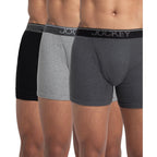 Jockey 8009 Men Super Combed Cotton Rib Solid Boxer Brief with Ultrasoft and Durable Waistband_(Pack of 3)