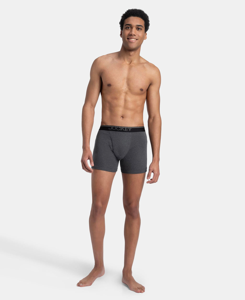 Jockey 8009 Men Super Combed Cotton Rib Solid Boxer Brief with Ultrasoft and Durable Waistband_(Pack of 3)