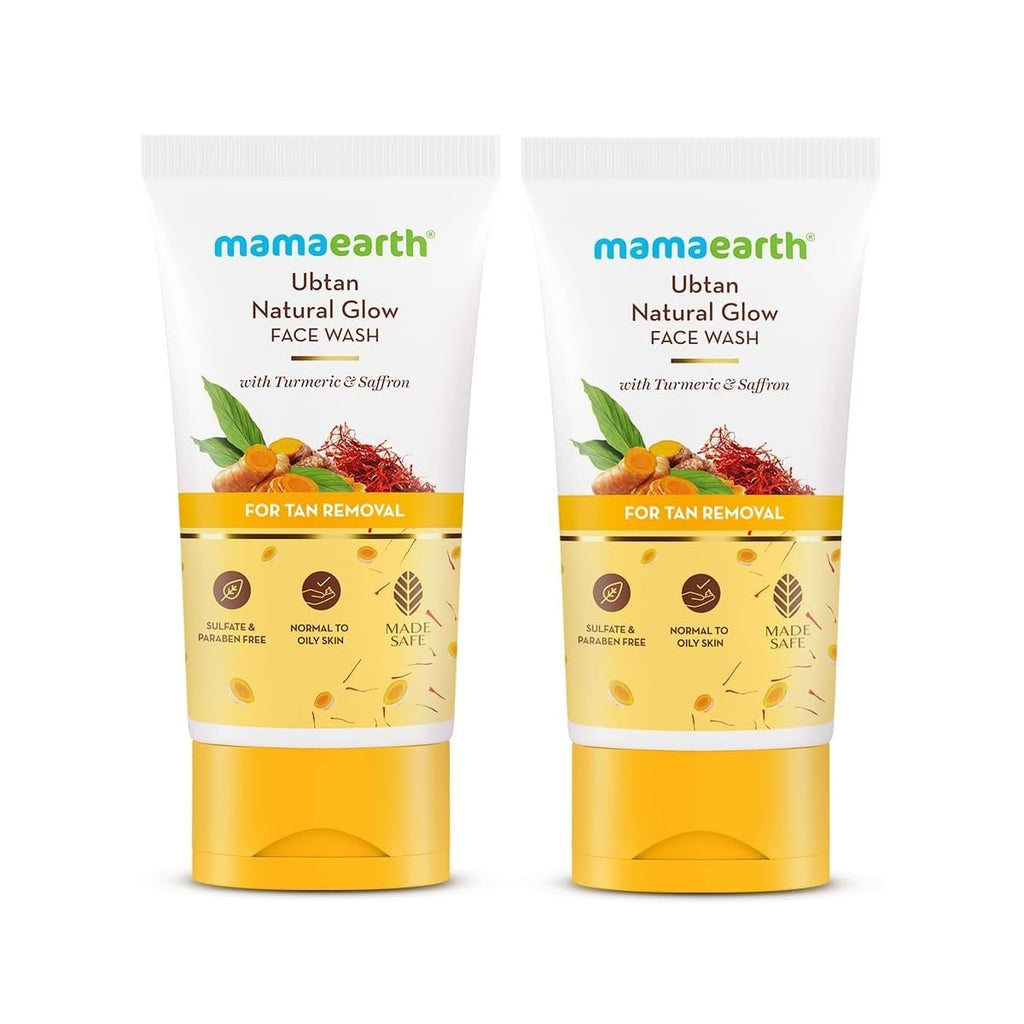 Mamaearth Ubtan Natural Glow Face Wash with Turmeric & Saffron for Tan Removal – 200 ml | Removes Tan | Brightens Skin | Exclusively Available on Amazon