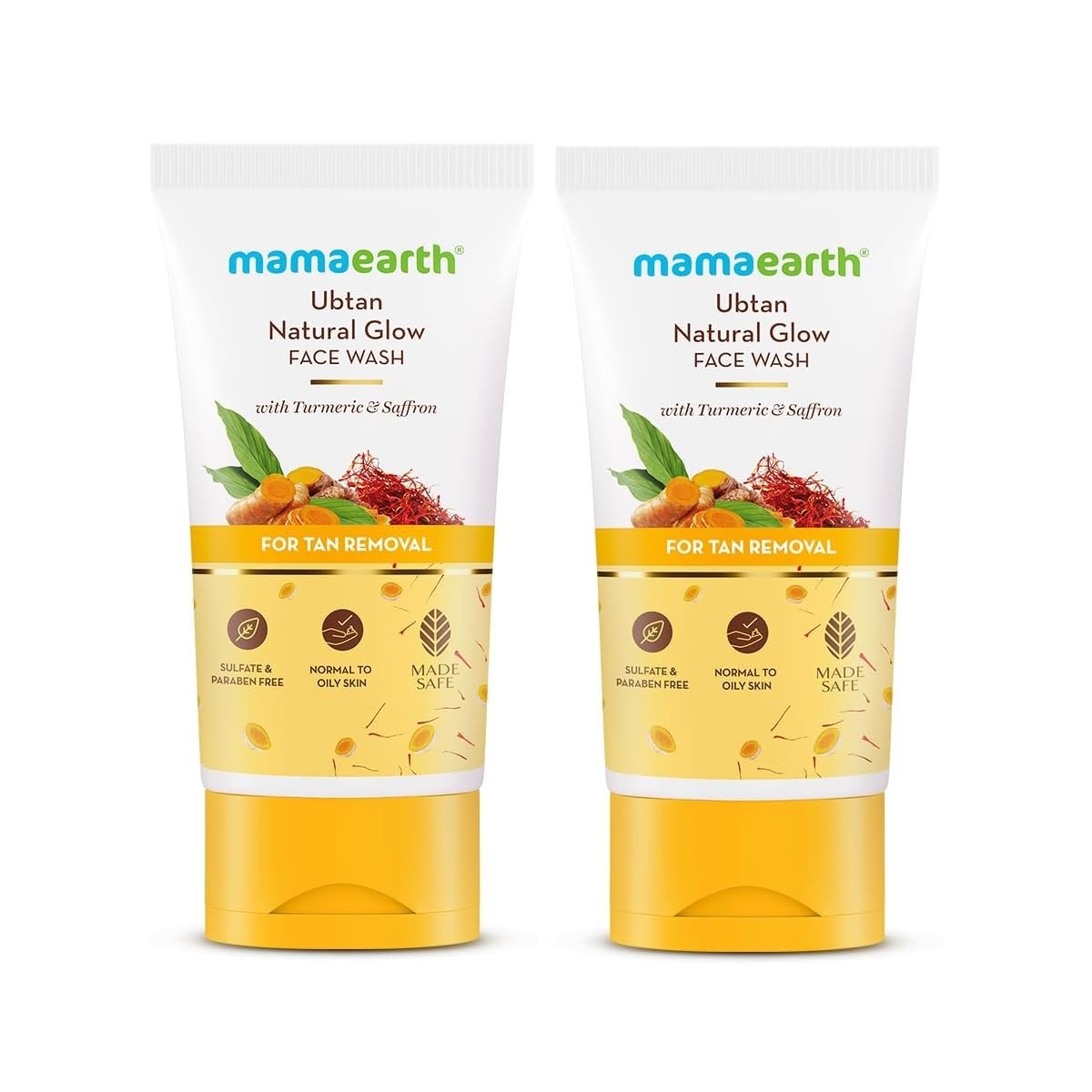 Mamaearth Ubtan Natural Glow Face Wash with Turmeric & Saffron for Tan Removal – 200 ml | Removes Tan | Brightens Skin | Exclusively Available on Amazon