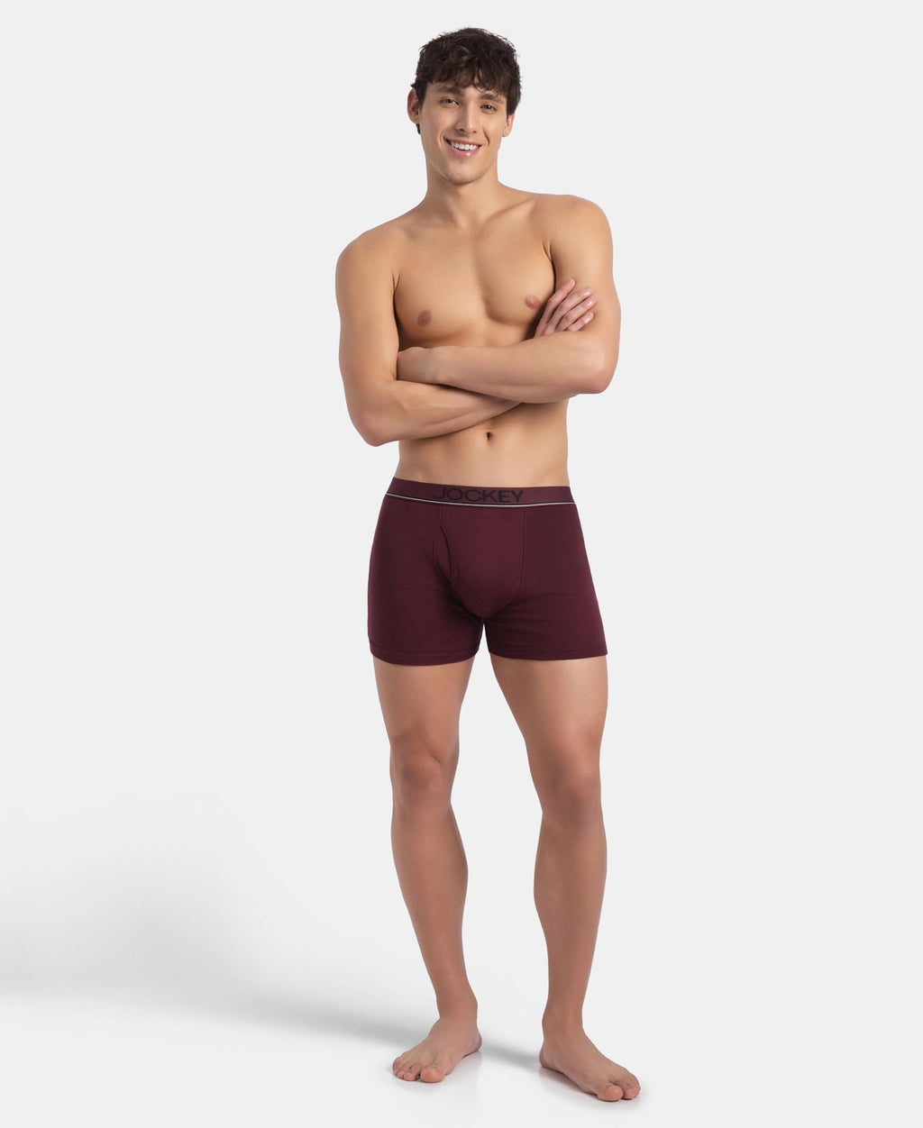 Jockey 8009 Men Super Combed Cotton Rib Solid Boxer Brief with Ultrasoft and Durable Waistband_(Pack of 3)