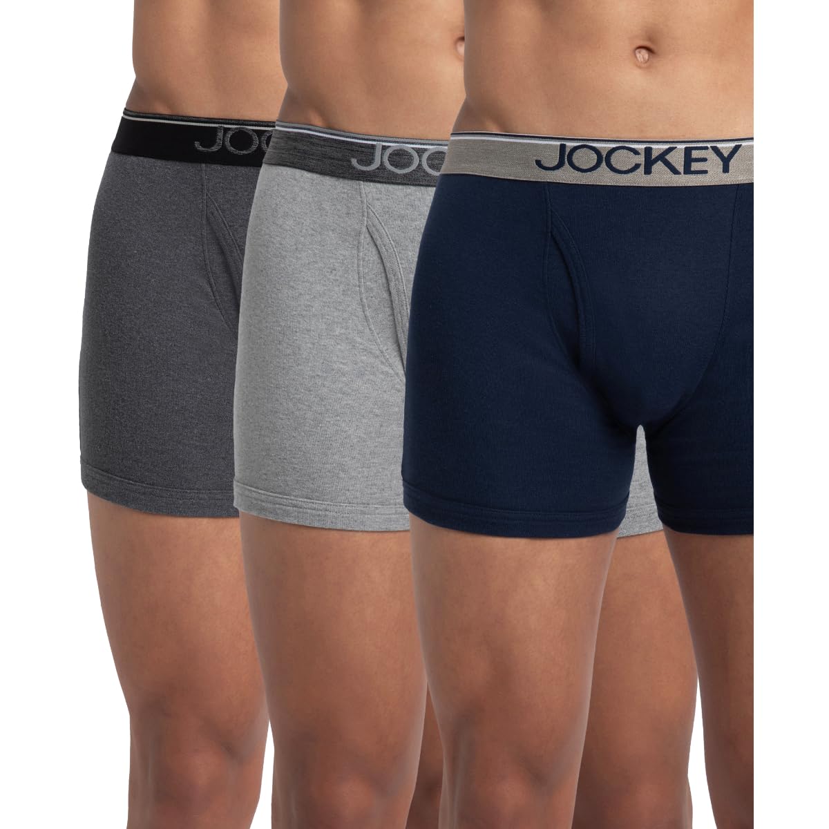 Jockey 8009 Men Super Combed Cotton Rib Solid Boxer Brief with Ultrasoft and Durable Waistband_(Pack of 3)