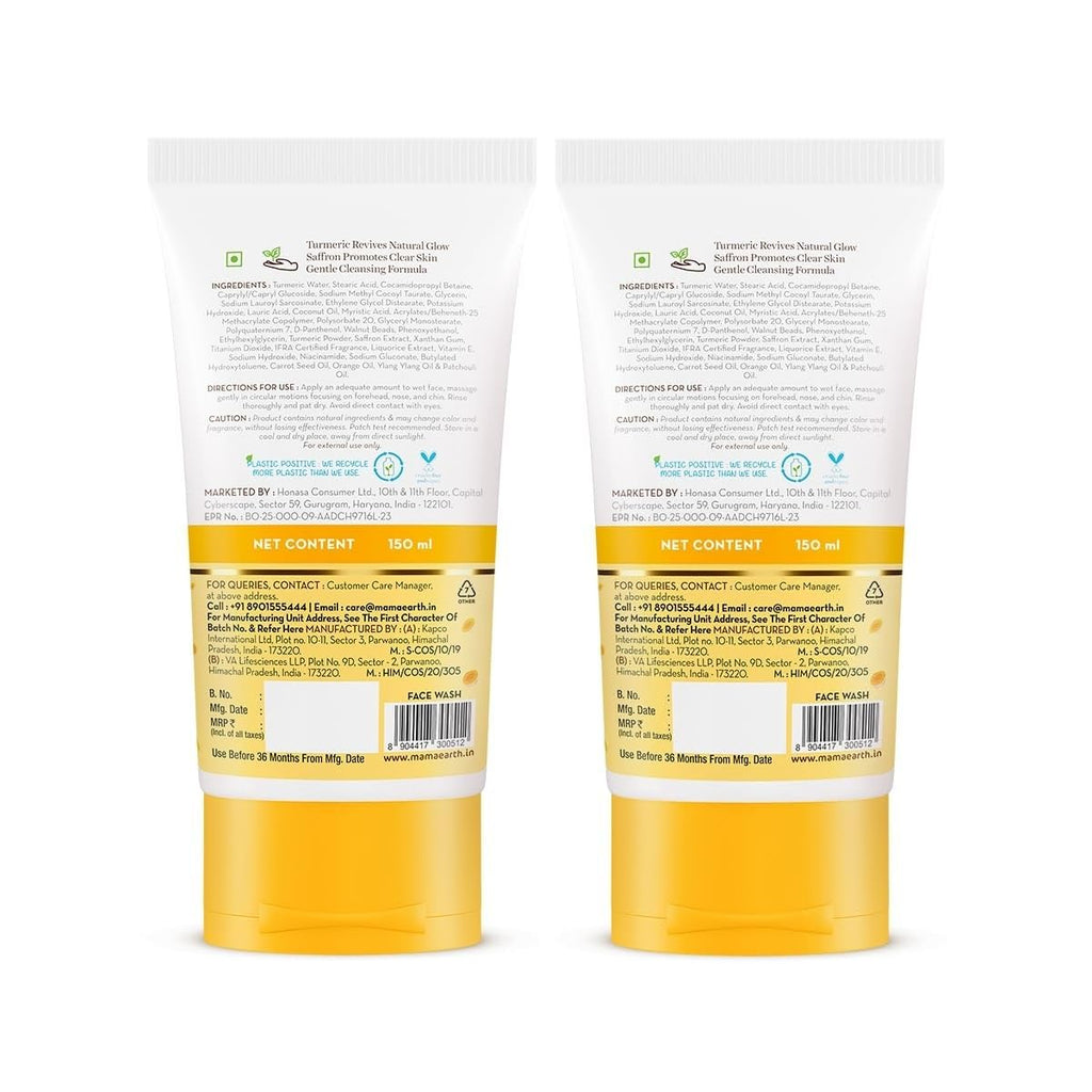 Mamaearth Ubtan Natural Glow Face Wash with Turmeric & Saffron for Tan Removal – 200 ml | Removes Tan | Brightens Skin | Exclusively Available on Amazon