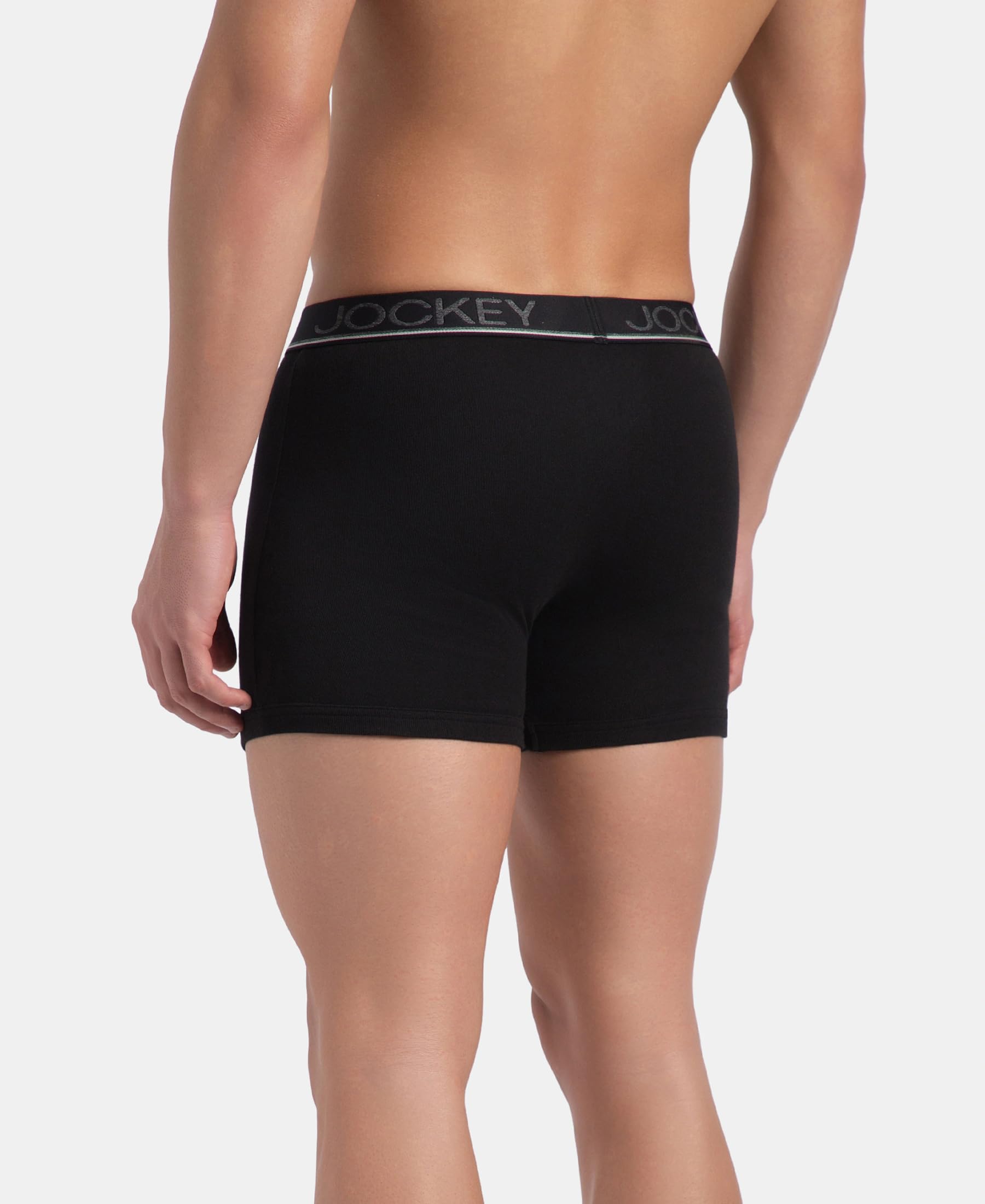 Jockey 8009 Men Super Combed Cotton Rib Solid Boxer Brief with Ultrasoft and Durable Waistband_(Pack of 3)