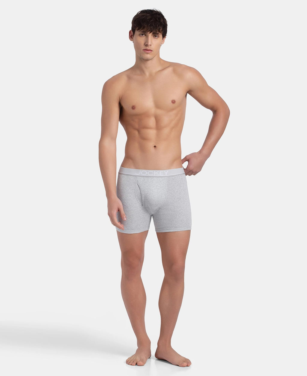 Jockey 8009 Men Super Combed Cotton Rib Solid Boxer Brief with Ultrasoft and Durable Waistband_(Pack of 3)