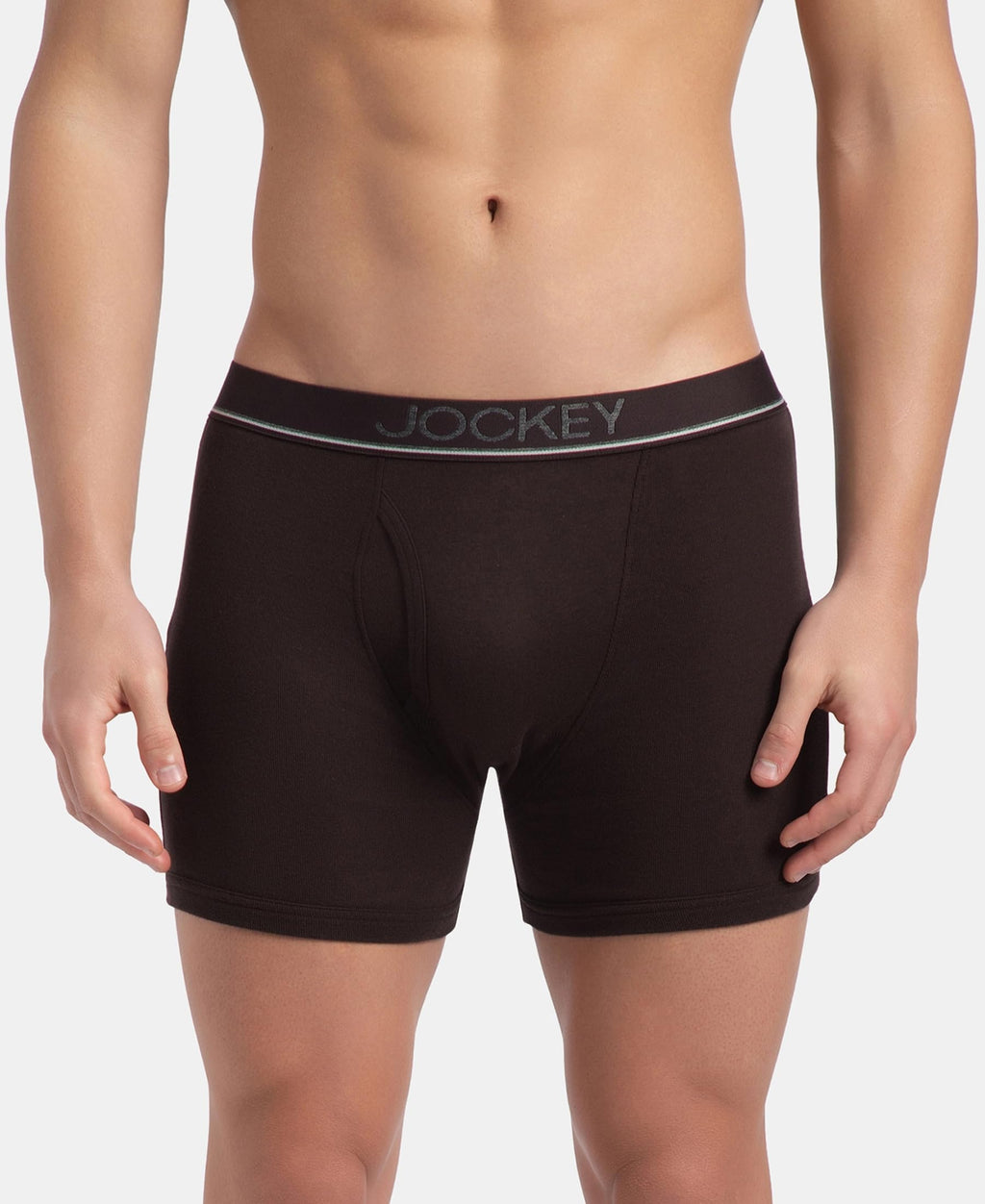 Jockey 8009 Men Super Combed Cotton Rib Solid Boxer Brief with Ultrasoft and Durable Waistband_(Pack of 3)
