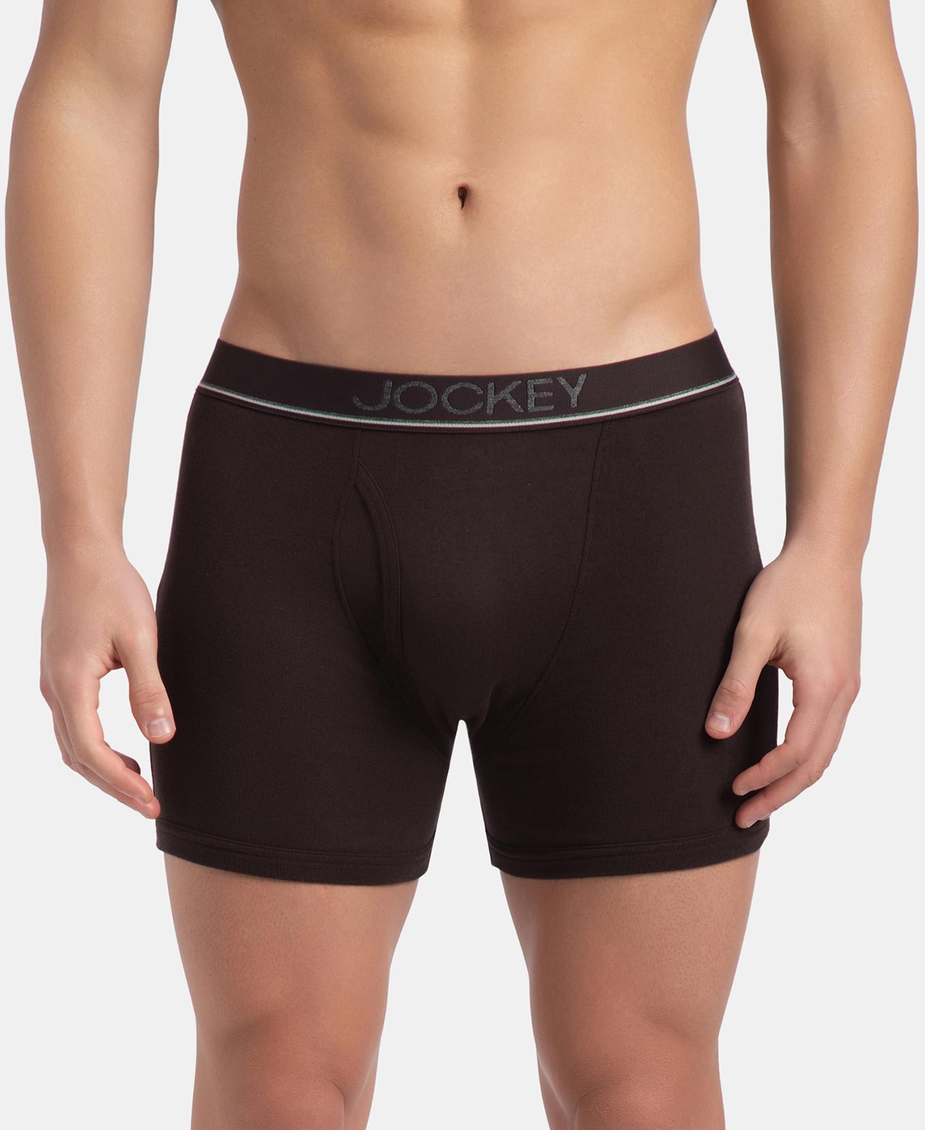 Jockey 8009 Men Super Combed Cotton Rib Solid Boxer Brief with Ultrasoft and Durable Waistband_(Pack of 3)