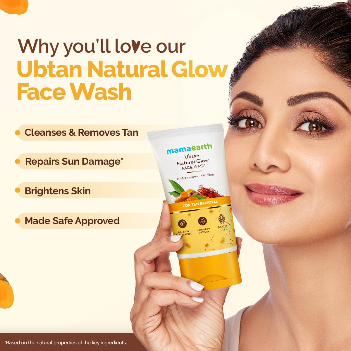 Mamaearth Ubtan Natural Glow Face Wash with Turmeric & Saffron for Tan Removal – 200 ml | Removes Tan | Brightens Skin | Exclusively Available on Amazon