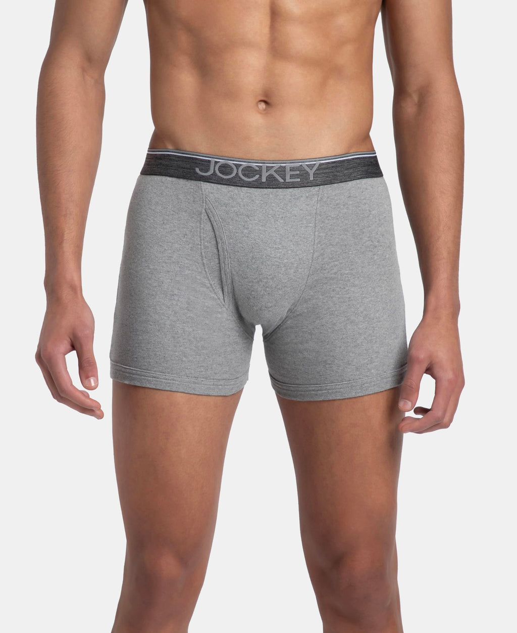 Jockey 8009 Men Super Combed Cotton Rib Solid Boxer Brief with Ultrasoft and Durable Waistband_(Pack of 3)