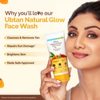 Mamaearth Ubtan Natural Glow Face Wash with Turmeric & Saffron for Tan Removal – 200 ml | Removes Tan | Brightens Skin | Exclusively Available on Amazon