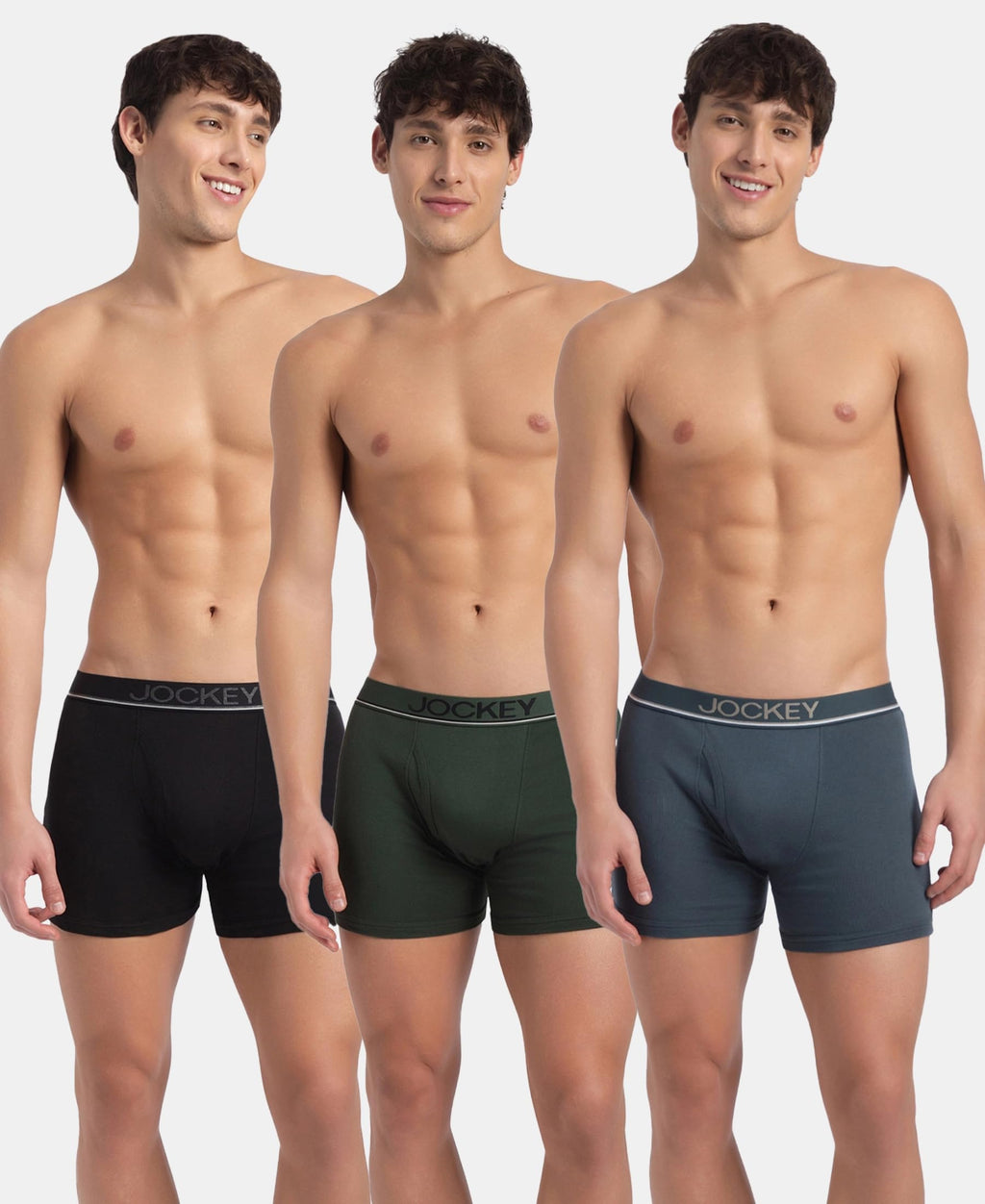 Jockey 8009 Men Super Combed Cotton Rib Solid Boxer Brief with Ultrasoft and Durable Waistband_(Pack of 3)