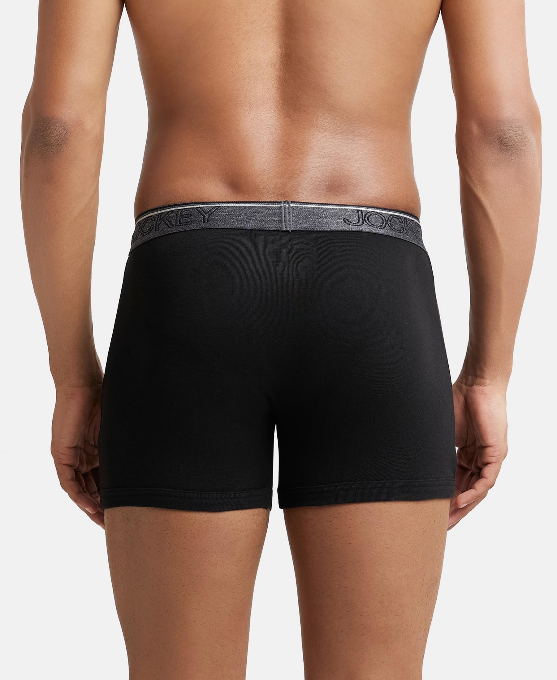 Jockey 8009 Men Super Combed Cotton Rib Solid Boxer Brief with Ultrasoft and Durable Waistband_(Pack of 3)