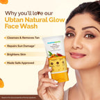 Mamaearth Ubtan Natural Glow Face Wash with Turmeric & Saffron for Tan Removal – 200 ml | Removes Tan | Brightens Skin | Exclusively Available on Amazon