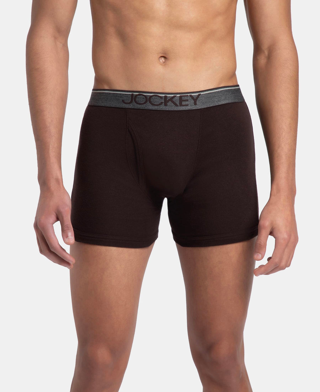 Jockey 8009 Men Super Combed Cotton Rib Solid Boxer Brief with Ultrasoft and Durable Waistband_(Pack of 3)