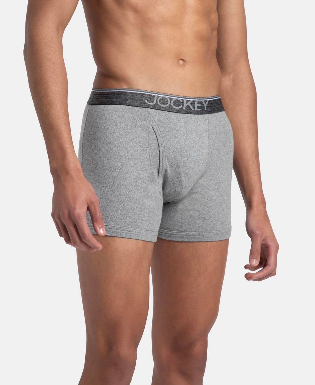 Jockey 8009 Men Super Combed Cotton Rib Solid Boxer Brief with Ultrasoft and Durable Waistband_(Pack of 3)