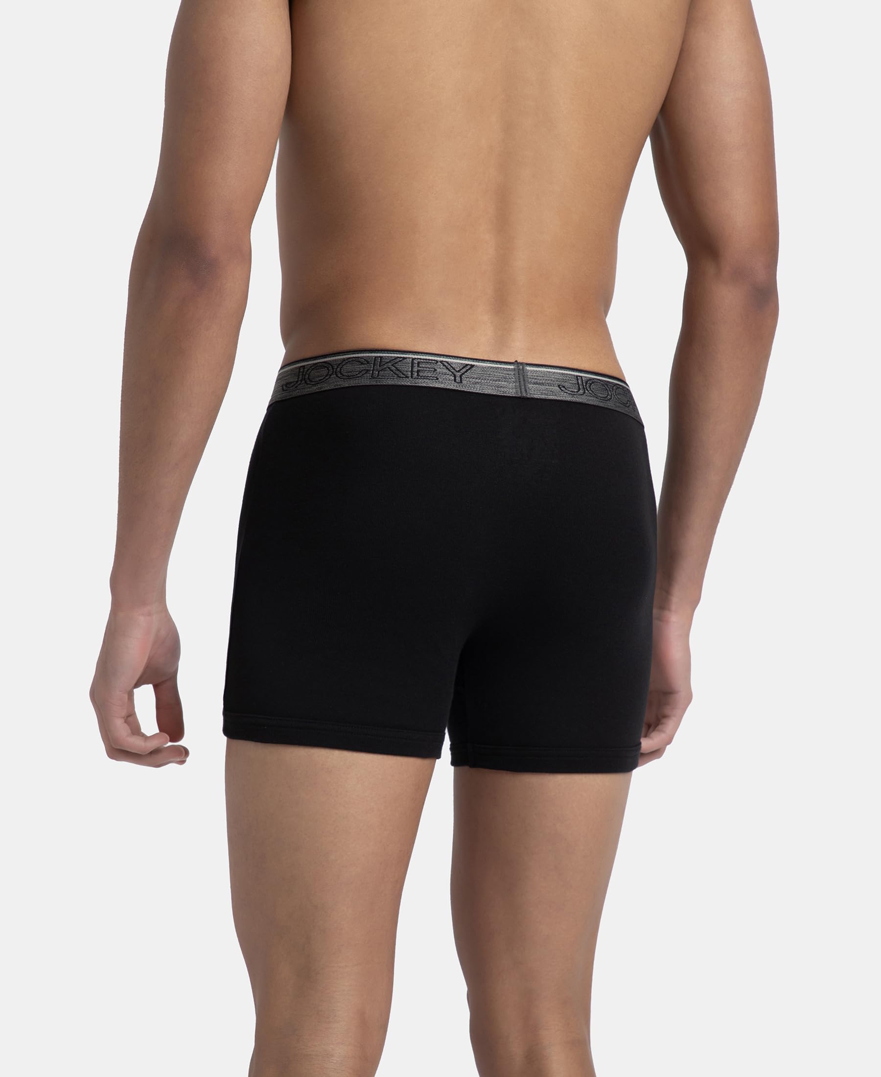 Jockey 8009 Men Super Combed Cotton Rib Solid Boxer Brief with Ultrasoft and Durable Waistband_(Pack of 3)