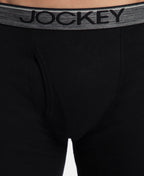Jockey 8009 Men Super Combed Cotton Rib Solid Boxer Brief with Ultrasoft and Durable Waistband_(Pack of 3)