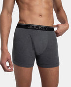 Jockey 8009 Men Super Combed Cotton Rib Solid Boxer Brief with Ultrasoft and Durable Waistband_(Pack of 3)